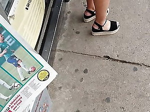 Hot girl black dress big ass waiting uber