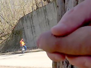 Adventurous young redhead sucks fat cock in tow truck